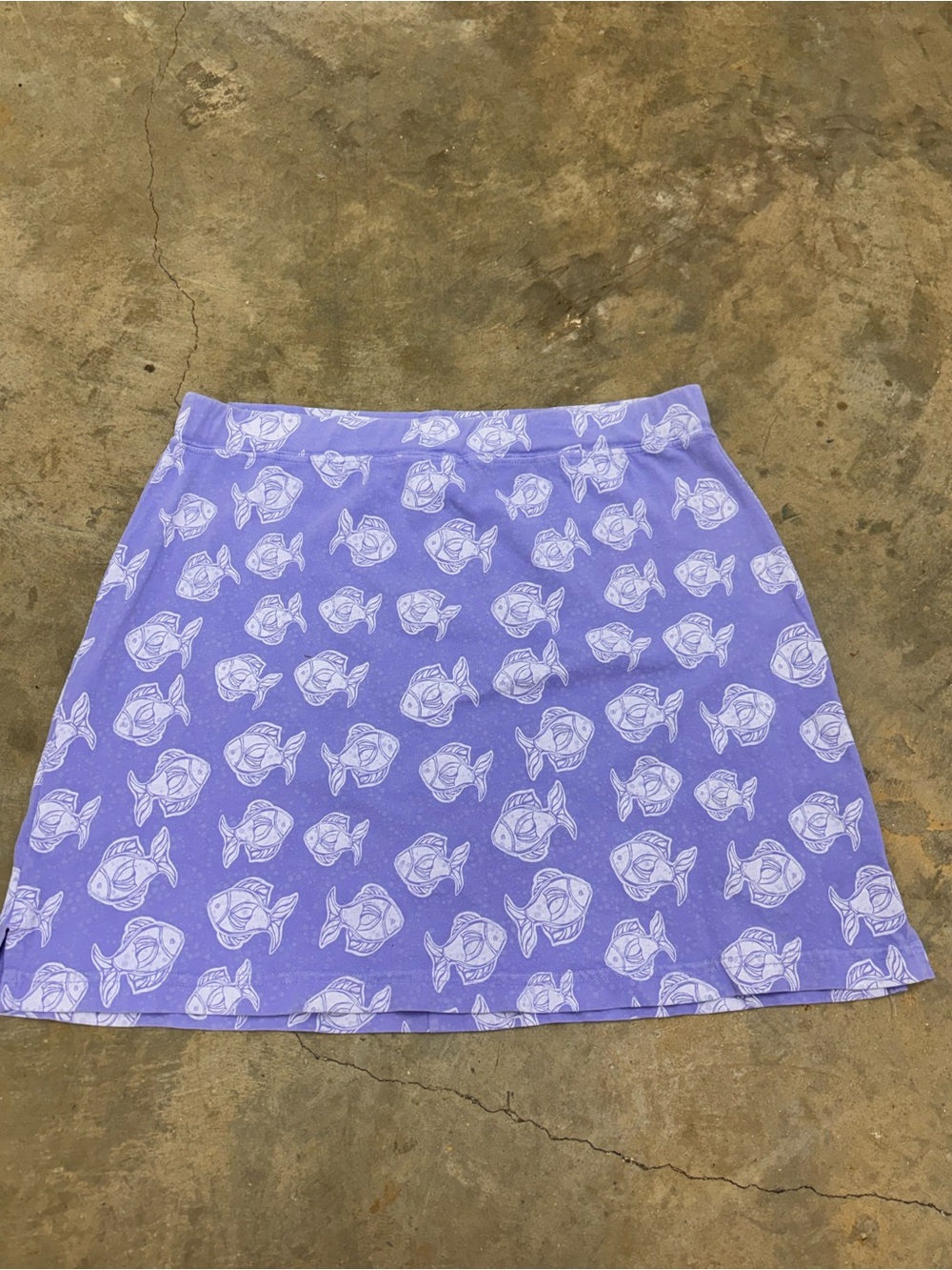 Fresh Produce Purple Fish Print Cotton Casual Mini Skirt Womens  Large